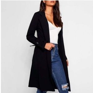 BOOHOO Tall Black Tie Duster Sz 6